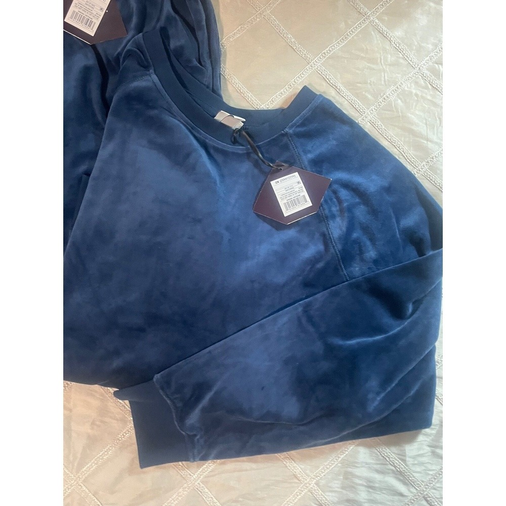New Ava & Viv Navy Blue Velour Jogger Pants & Crewneck Sweatshirt Set -Sz 2X NWT - Picture 5 of 12